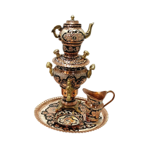 ست سیسمونی مسی سماور نقره‌کوب مدل