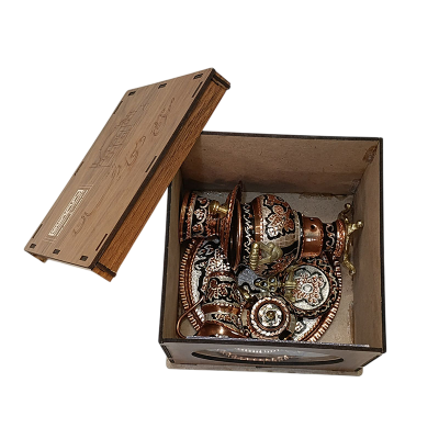 ست سیسمونی مسی سماور نقره‌کوب مدل - تصویر 2