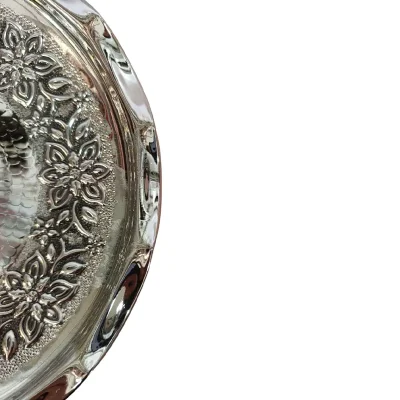 شیرینی خوری مسی کروم تک پایه طرح گلبرگ مدل ثنا - تصویر 2