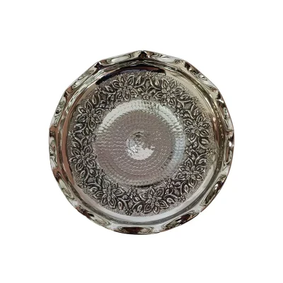 شیرینی خوری مسی کروم تک پایه طرح گلبرگ مدل ثنا - تصویر 4