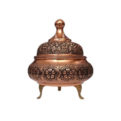 قندان مسی سه پایه گلبرگ نانو شده طرح سفینه ای