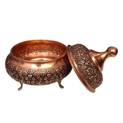 قندان مسی سه پایه گلبرگ نانو شده طرح سفینه ای - تصویر 2